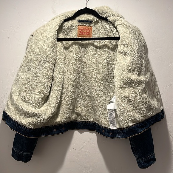 LevisType 3 Sherpa Trucker Denim Blue Jacket Women’s Size L - Picture 5 of 16